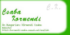 csaba kormendi business card