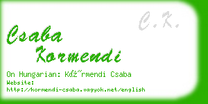 csaba kormendi business card